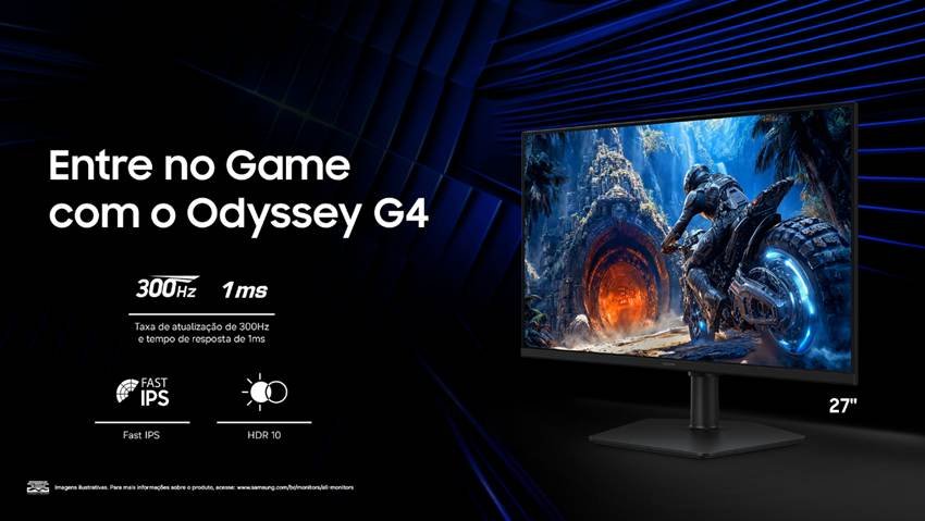Samsung amplia linha gamer com Odyssey G4 de 300 Hz