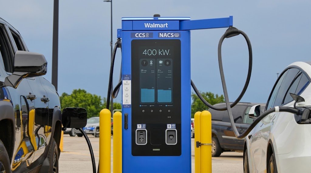 recarga de carros elétricos no Walmart