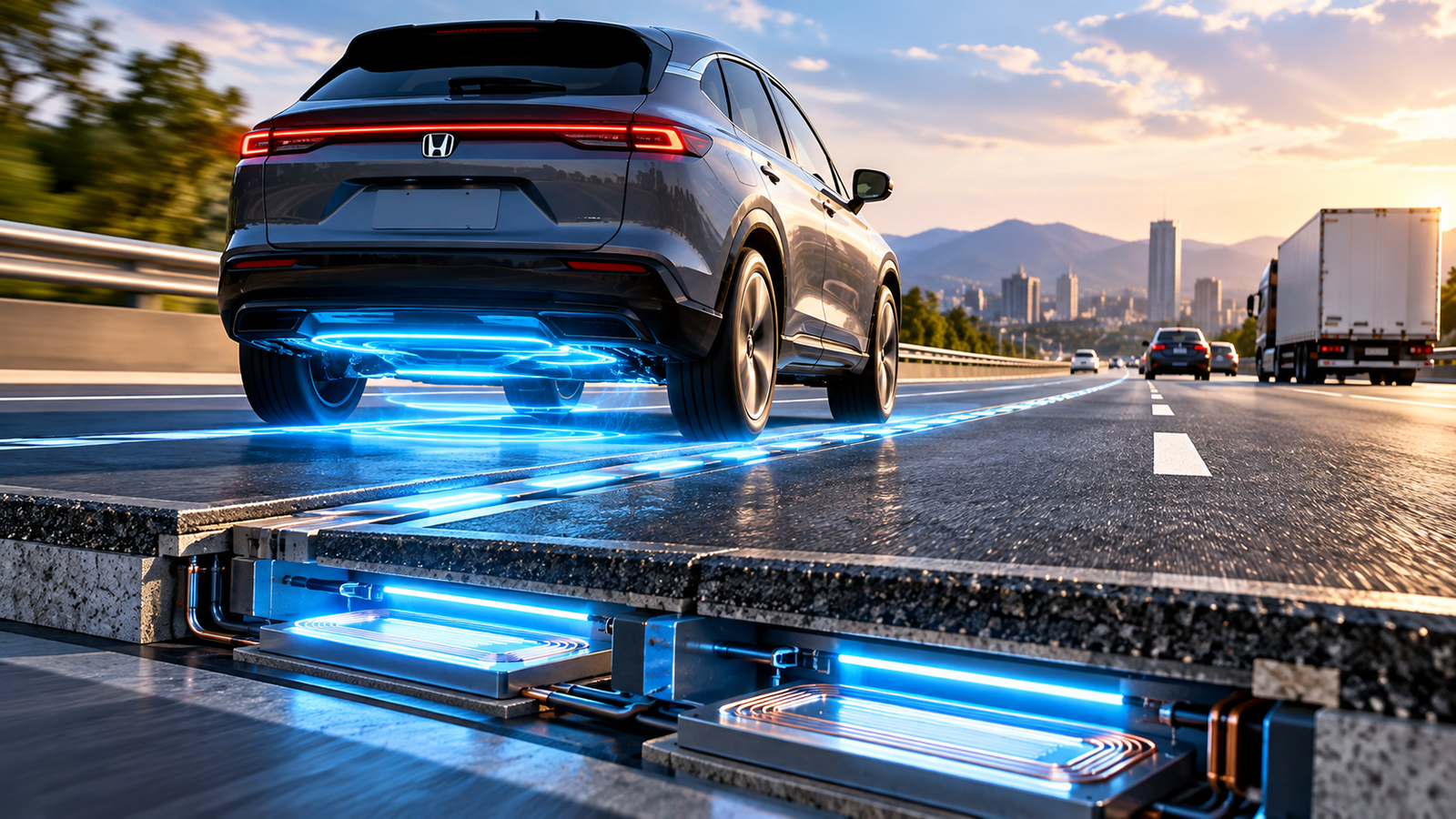 Honda testa recarga de carros elétricos direto no asfalto