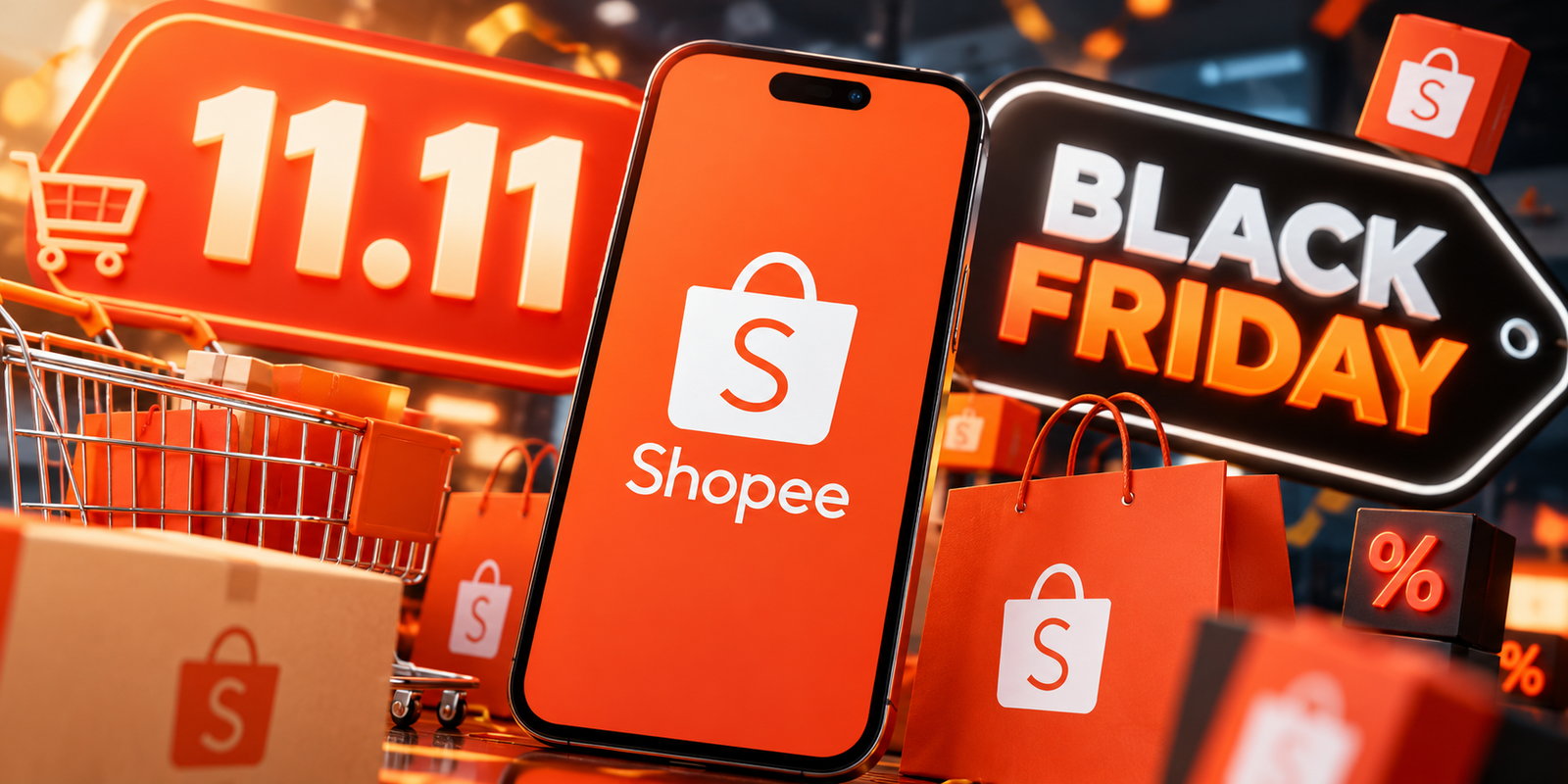 Promoções da Shopee no 11.11 e na Black Friday.